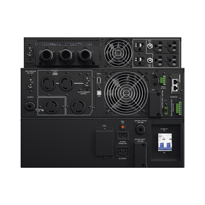 UPS de 6000 VA/5400 W, Online Doble Conversión, 200 - 240 Vac de Entrada NEMA L6-30P, 120 - 240 Vac de Salida, Onda Senoidal Pura, Torre o Rack de 8 UR, Con 6 Tomas NEMA 5-20R, 2 NEMA L6-20R y 1 NEMA L6-30R