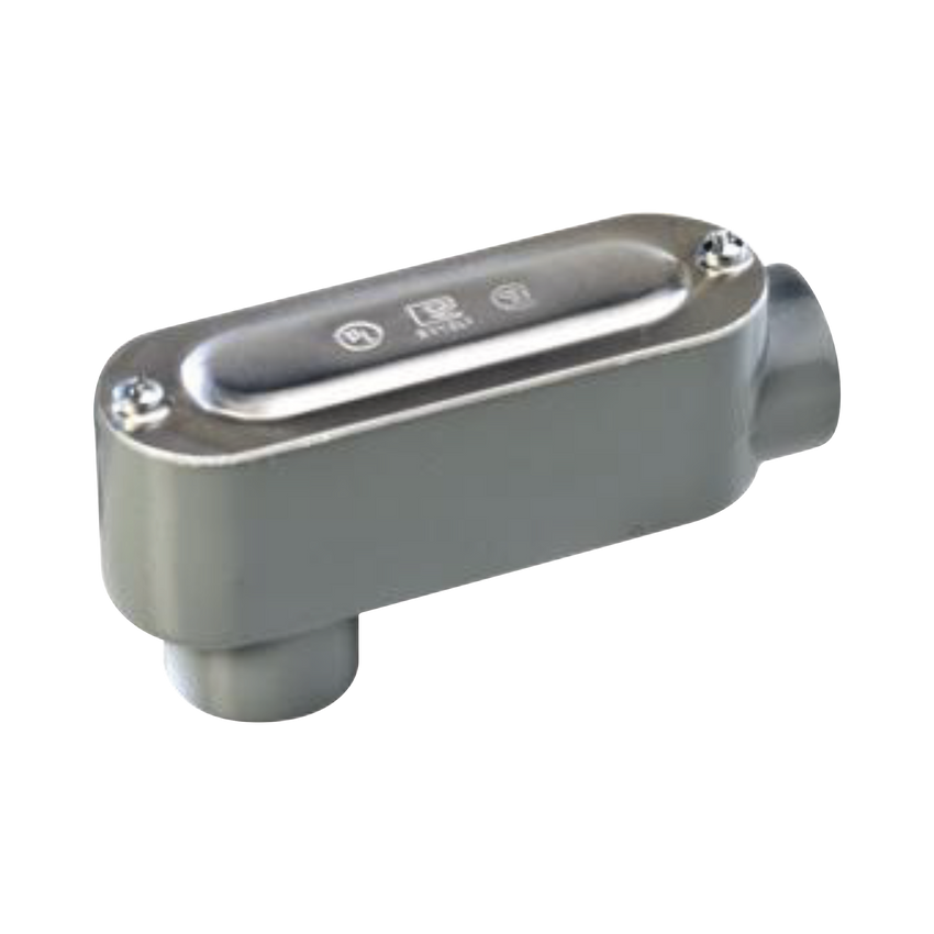 Caja oval roscada tipo LB de 2" (50.8 mm) Incluye tapa y tornillos.