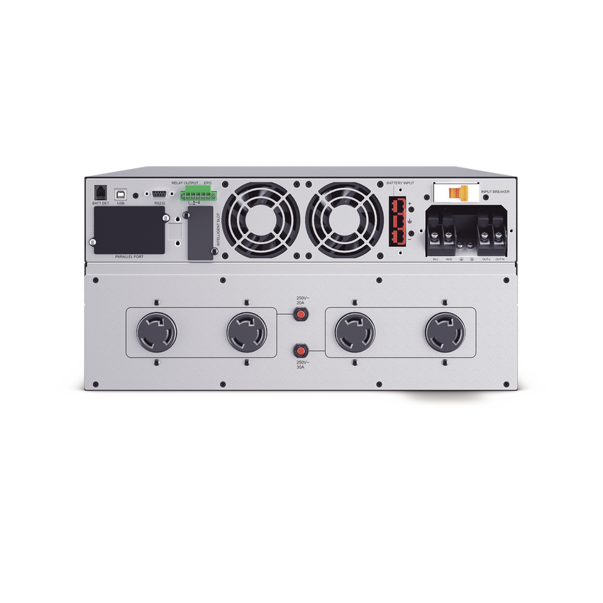 UPS de 6000 VA/5400 W, Online Doble Conversión, 200 - 240 Vac de Entrada Hardwire, Onda Senoidal Pura, Torre o Rack de 6 UR, Con 2 Tomas NEMA L6-20R y 2 NEMA L6-30R