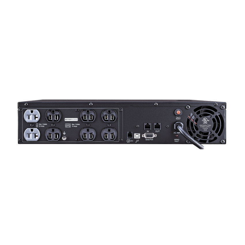 UPS 2000 VA/1540 W, Topología Línea Interactiva, Entrada 120 Vca NEMA 5-20P, Onda Senoidal Pura, Torre o Rack 2 UR, Con 2 Tomas NEMA 5-20R y 6 NEMA 5-15R