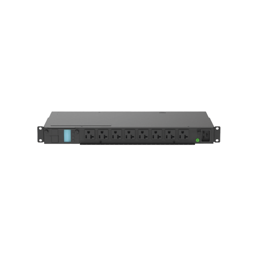 PDU Monitoreable (MI) para Distribución de Energía, Enchufe de Entrada NEMA 5-15P, Con 8 Salidas 5-20R, Horizontal 19in, 120 Vca, 15 Amp, 1UR