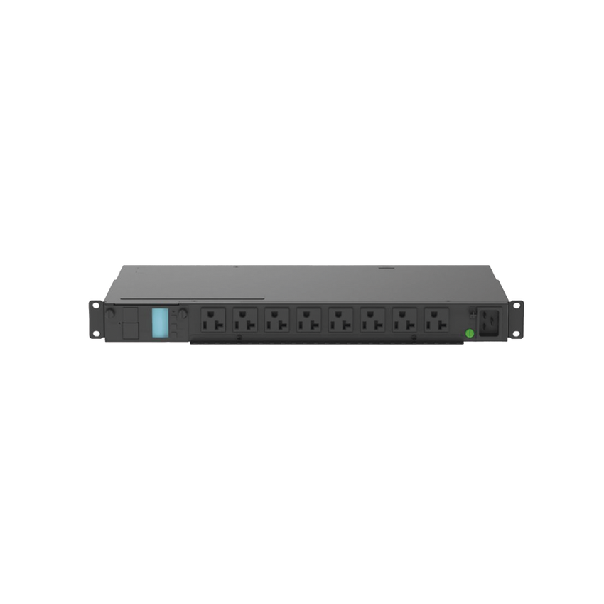 PDU Monitoreable (MI) para Distribución de Energía, Enchufe de Entrada NEMA 5-15P, Con 8 Salidas 5-20R, Horizontal 19in, 120 Vca, 15 Amp, 1UR