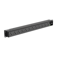 PDU Básico para Distribución de Energía, Enchufe de Entrada NEMA 5-20P, Con 12 Contactos NEMA 5-20R, Instalación Horizontal de 19in, 1UR, 20 Amp, 120 Vca