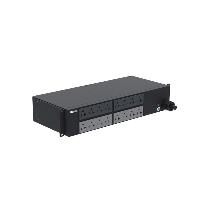 PDU Básico para Distribución de Energía, Enchufe de Entrada NEMA L5-30P, Con 16 Contactos NEMA 5-20R, Instalación Horizontal de 19in, 2 UR, 30 Amp, 208 Vca