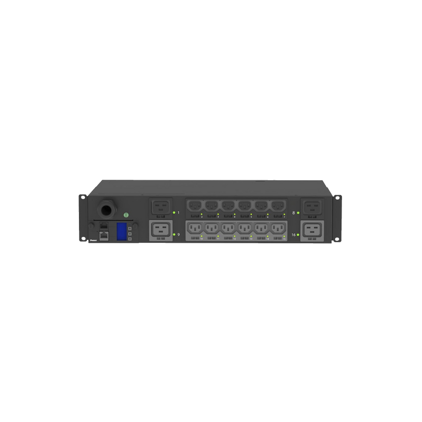 PDU Monitoreable y Switchable (MS) para Distribución de Energía, Enchufe de Entrada NEMA L6-30P, Con 12 Salidas C13 y 4 Salidas C19, Horizontal 19in, 208 Vca, 30 Amp, 2UR