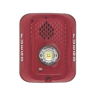 Sirena con Lampara LED Estroboscópica / 2 hilos / Montaje en Pared / Color Rojo / Configuración Estroboscópica Seleccionable