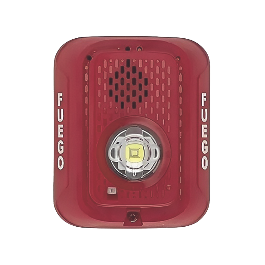 Sirena con Lampara LED Estroboscópica / 2 hilos / Montaje en Pared / Color Rojo / Configuración Estroboscópica Seleccionable