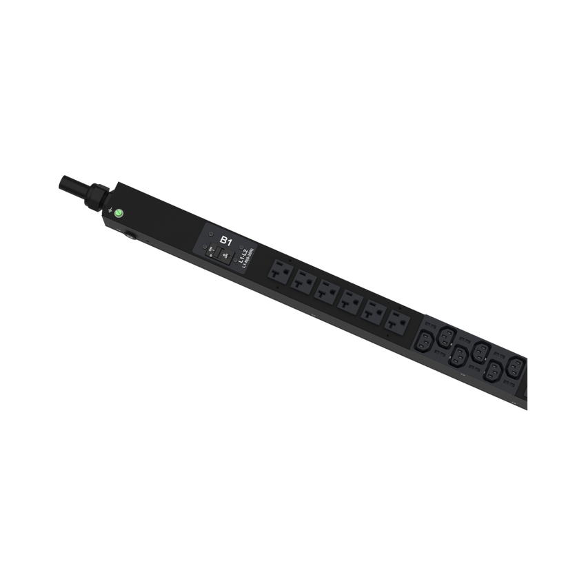 PDU G6 Monitoreable (MI) para Distribución de Energía, Enchufe de Entrada NEMA L21-30P, Con 18 Salidas C13, 6 x C19, y 6 x 5-20R, de Instalación Vertical, 208 Vca, 30 Amp