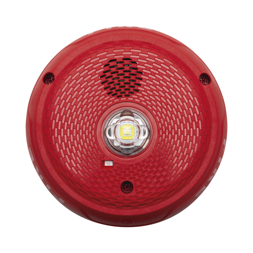 Sirena con Lámpara LED Estroboscópica / Montaje en Techo / Nivel de Candelas Seleccionable / Color Rojo / Nuevo Diseño Moderno y Elegante / Menor Consumo de Corriente / Uso exterior
