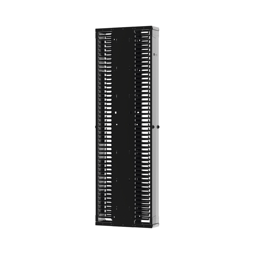 Organizador Vertical PatchRunner™ Mejorado, Doble (Frontal y Posterior), Para Rack Abierto de 45 Unidades, 12in de Ancho, Color Negro
