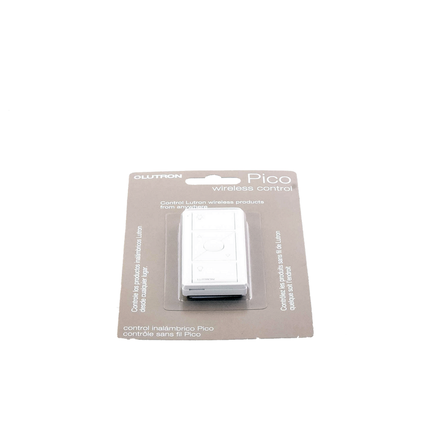 Control remoto PICO 3 botones encender/apagar, subir/bajar intensidad, color blanco, complemente con un atenuador Caseta, RA2, RadioRa2.
