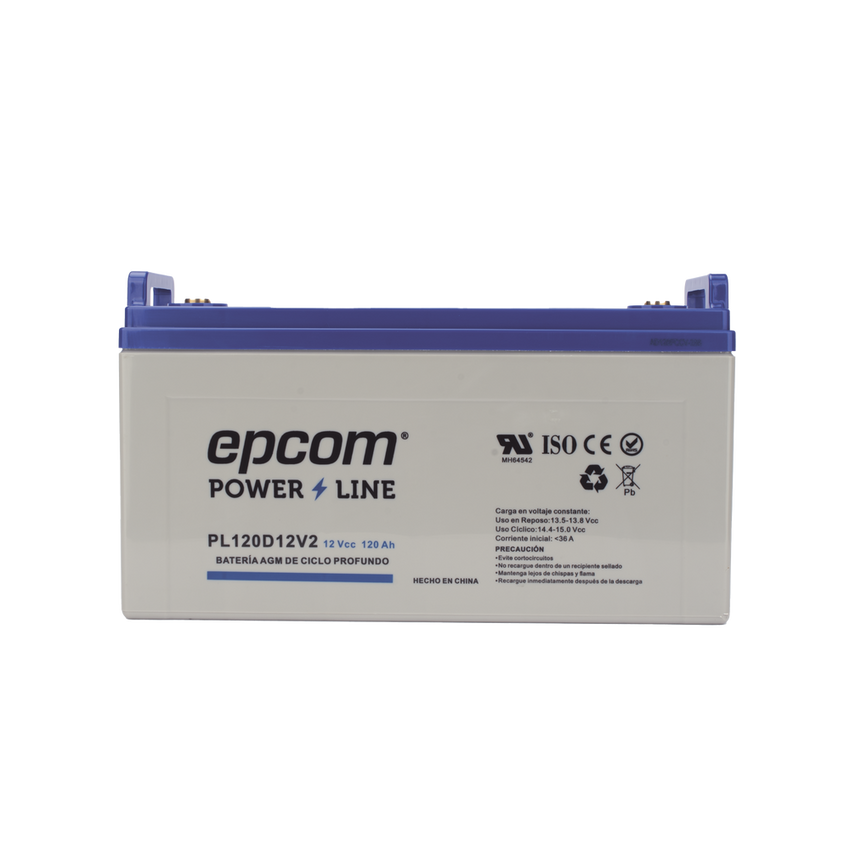 Batería de respaldo 12 120 Ah AGM | Certificada UL94-HB Retardo a la flama básica | Ciclo profundo | Para uso en aplicaciones fotovoltaicas y de emergencia | Terminales T4