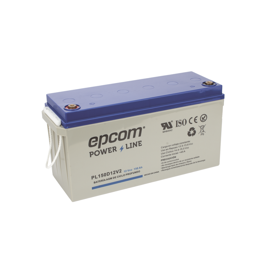 Batería de respaldo 12 V 150 Ah AGM | Certificada UL94-HB Retardo a la flama básica | Ciclo profundo | Para uso en aplicaciones fotovoltaicas y de emergencia | Terminales T5