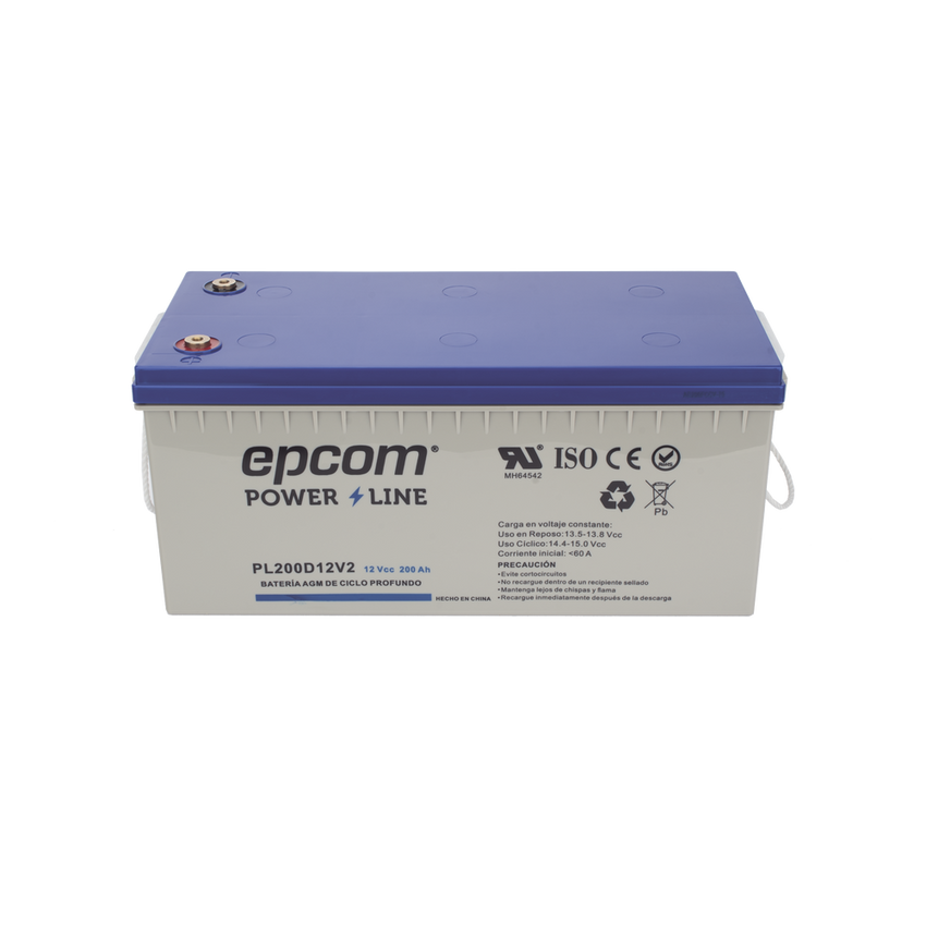 Batería de respaldo 12 V 200 Ah AGM | Certificada UL94-HB Retardo a la flama básica | Ciclo profundo | Para uso en aplicaciones fotovoltaicas y de emergencia | Terminales T5