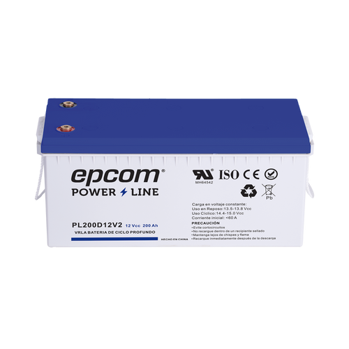 Batería 12 Vcc / 200 Ah / UL / Tecnología AGM-VRLA / Ciclo profundo / Para uso en aplicaciones fotovoltaicas y de emergencia  / Terminales T5