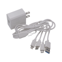 Cargador de pared USB de 5 Vcc 2A / Multi-puertos / USB-C / Micro USB / Tipo C / Lightning (iPhone) / Extensión de cable 1.2 metros