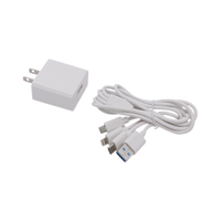 Cargador de pared USB de 5 Vcc 2A / Multi-puertos / USB-C / Micro USB / Tipo C / Lightning (iPhone) / Extensión de cable 1.2 metros