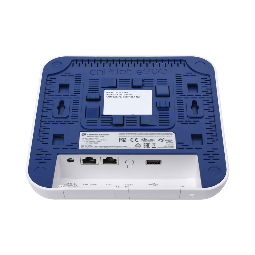 Access Point WiFi cnPilot e600 Indoor para alta cobertura y densidad de usuarios, Doble Banda, Wave 2, MU-MIMO 4X4, antena Beamforming Omnidireccional, hasta 512 clientes