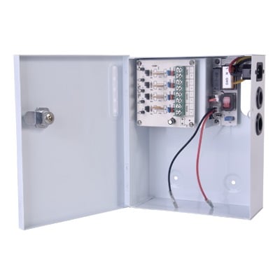 Fuente de Poder Profesional de 12 Vcc @ 4 A / Soporta 4 Cámaras / Capacidad de Batería de Respaldo (No Incluída) / Voltaje de Entrada 96-264 Vca