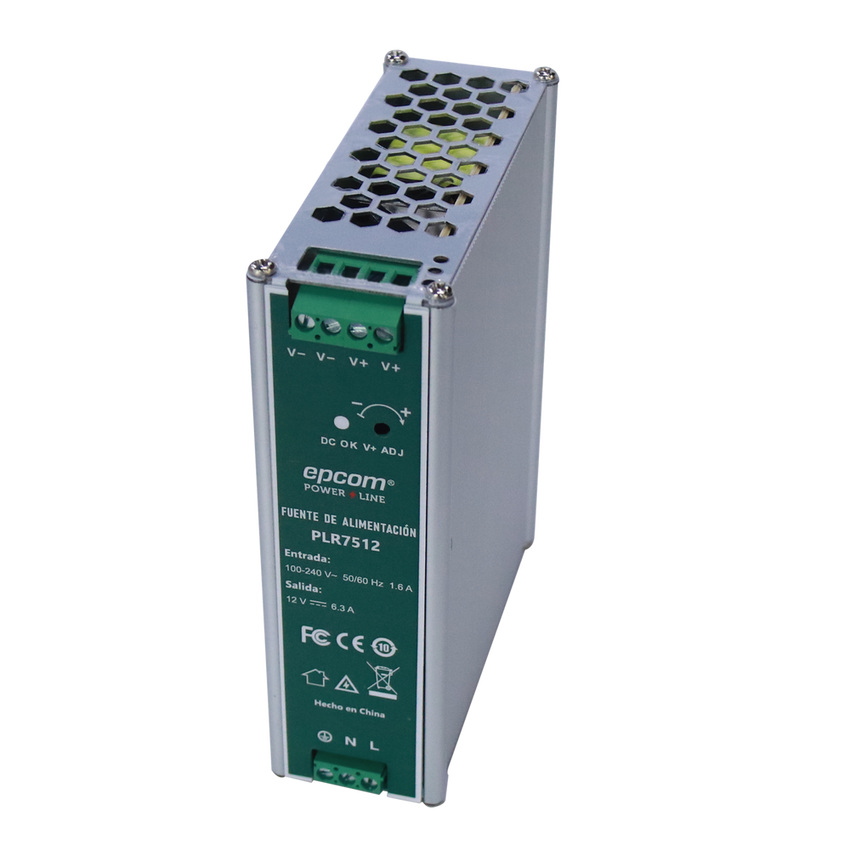 Fuente de alimentación /Entrada: 100-240 Vac /Salida: 12 Vcc / 6.3 A / 75 W / din rail