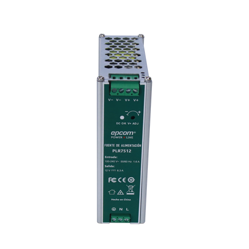Fuente de alimentación /Entrada: 100-240 Vac /Salida: 12 Vcc / 6.3 A / 75 W / din rail
