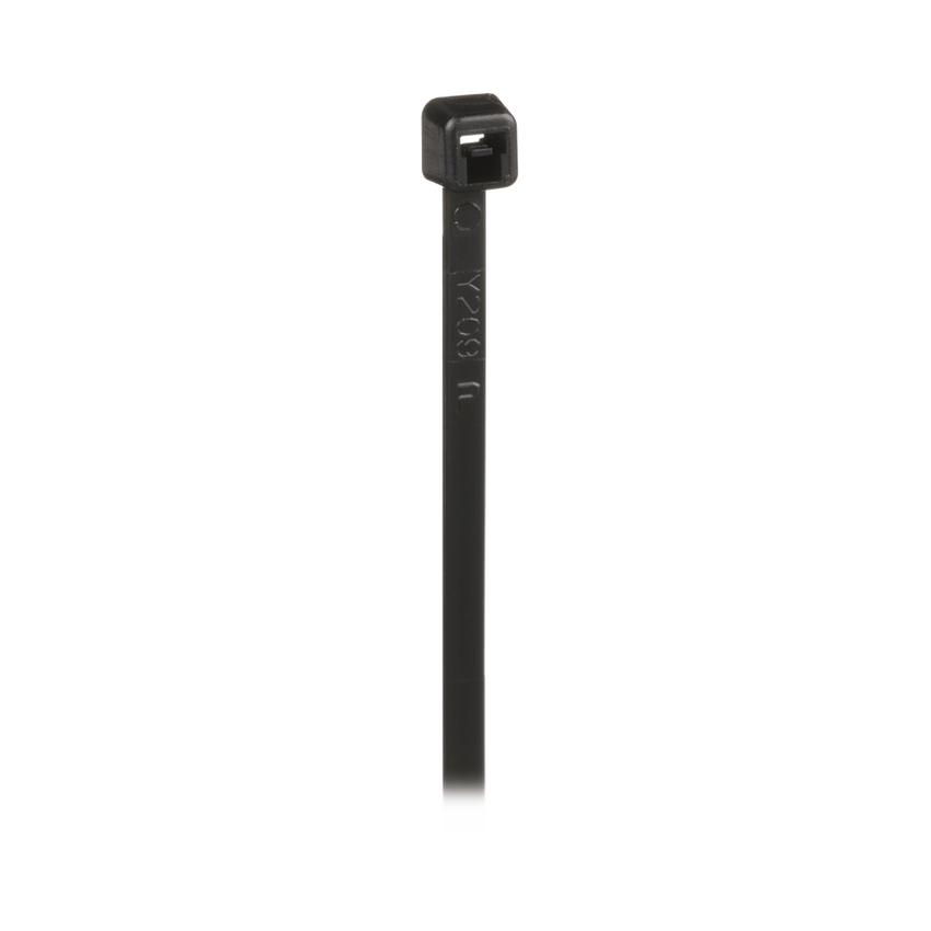 Cincho de Nylon 6.6 de Bloqueo, 203 mm largo x 2.5mm ancho, Color Negro, Exterior Resistente a Rayos UV, Paquete de 1000pz