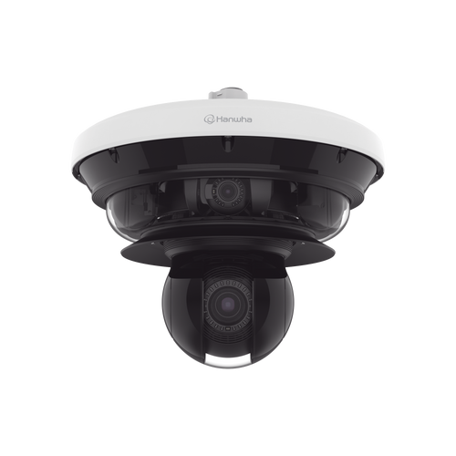 Cámara IP Multisensor 34MP (4 sensores 4K) con lentes motorizados / PTZ 2 MP 40X / Hasta 2 tarjetas MicroSD de 512GB / WDR de hasta 150dB / IP66 / IK10 / autoseguimiento / Inteligencia artificial para eventos
