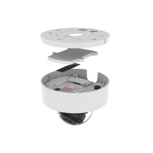 Cámara Domo 2MP Solid EDGE / Wisenet WAVE embebido / Antivandalica / Lente Motorizado de 4.38  A 9.33mm / P-Iris / WDR 120dB / 1TB SSD / IP66, IP67, IK10+, NEMA4X, IP6K9K