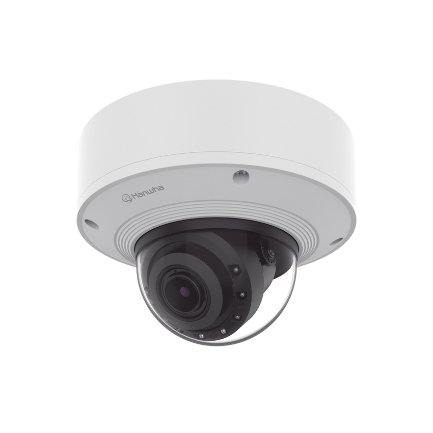 Cámara Domo 2MP Solid EDGE / Wisenet WAVE embebido / Antivandalica / Lente Motorizado de 4.38  A 9.33mm / P-Iris / WDR 120dB / 2TB SSD / IP66, IP67, IK10+, NEMA4X, IP6K9K