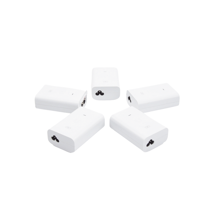 5 Unidades del Adaptador PoE Ubiquiti de 24 VDC, 1.0 A con puerto Gigabit, color blanco