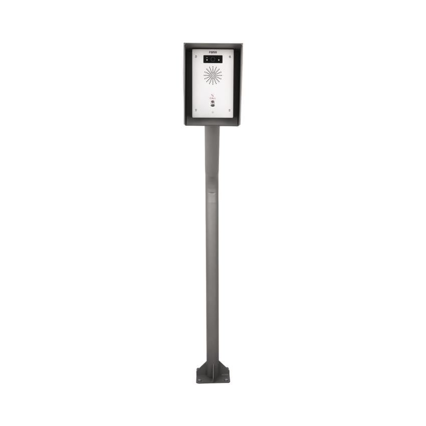 Poste y Cubierta industrial para montaje de Porteros IP Fanvil y Grandstream, altura de 1.2 metros, pintura electrostática color gris.