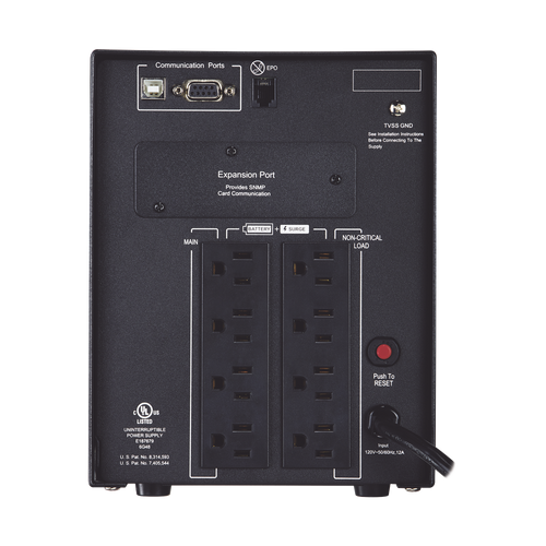 UPS de 1500 VA/1500 W, Topología Línea Interactiva, Entrada 120 Vca NEMA 5-15P, Onda Senoidal Pura, Mini Torre, Con 8 Tomas NEMA 5-15R