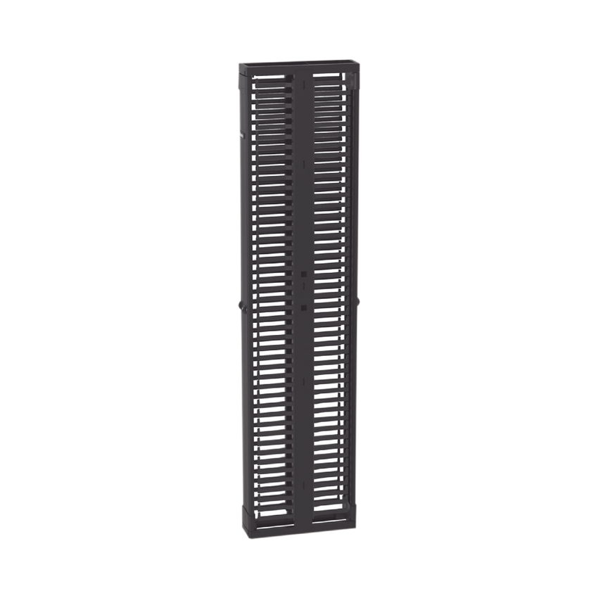 Organizador Vertical PatchRunner™, Doble (Frontal y Posterior), Para Rack Abierto de 45 Unidades, 6in de Ancho, Color Negro
