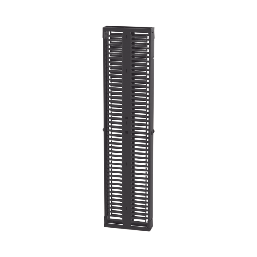 Organizador Vertical PatchRunner™, Doble (Frontal y Posterior), Para Rack Abierto de 45 Unidades, 6in de Ancho, Color Negro