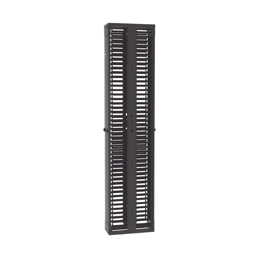 Organizador Vertical PatchRunner™, Doble (Frontal y Posterior), Para Rack Abierto de 45 Unidades, 8in de Ancho, Color Negro