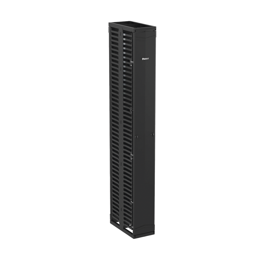 Organizador Vertical PatchRunner™, Doble (Frontal y Posterior), Para Rack Abierto de 45 Unidades, 10in de Ancho, Color Negro