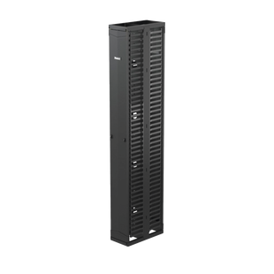 Organizador Vertical PatchRunner™, Doble (Frontal y Posterior), Para Rack Abierto de 45 Unidades, 10in de Ancho, Color Negro