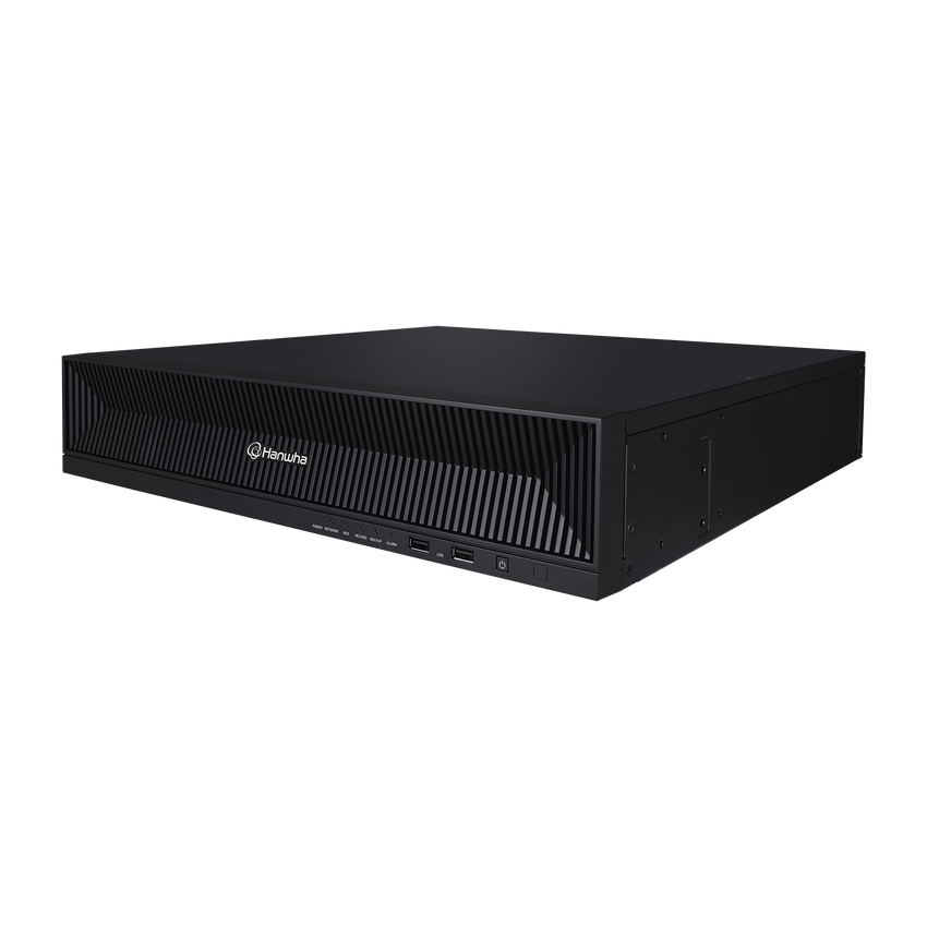 NVR 32 Megapixel (8K) / 32 Canales IP / Soporta 8 Discos Duros / H.265 & Wisestream / Wisenet P2P / ONVIF / Compatible con Cámaras IA / Salida HDMI en 4K