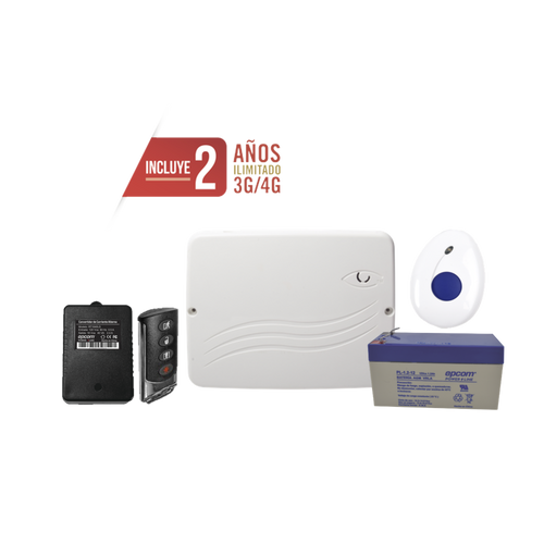 Kit de Panel de Alarma Híbrido 4G LTE con botón de Pánico y Detección de Caídas Inalámbrico, Incluye SIM con 2 años de Datos y APP Gratis