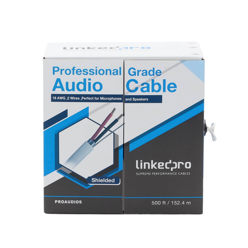 Cable para Audio Profesional Calibre 18 en 2 Hilos 100% Cobre, Blindado Perfecto para Bocinas y Micr�fonos, Bobina de 152 Metros (500 Pies)