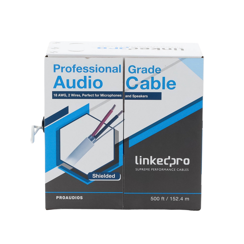 Cable para Audio Profesional Calibre 18 en 2 Hilos 100% Cobre, Blindado Perfecto para Bocinas y Micr�fonos, Bobina de 152 Metros (500 Pies)