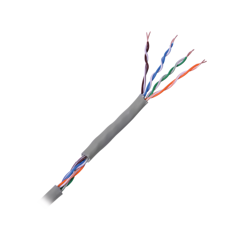 Cable Cat5e de Alto Rendimiento, con Certificaciones ETL, UL, Color Gris, de 100 Metros (328 Pies) para Aplicaciones en CCTV, Redes de Datos. Uso Interior.