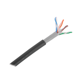 Bobina de Cable de 305 Metros (1000 Pies), Cat5E, con Gel, para Intemperie, Doble Forro Extrema Humedad, Bajo Tierra, UL, Color Negro para Aplicaciones en Video Vigilancia, y Redes de Alta Velocidad.