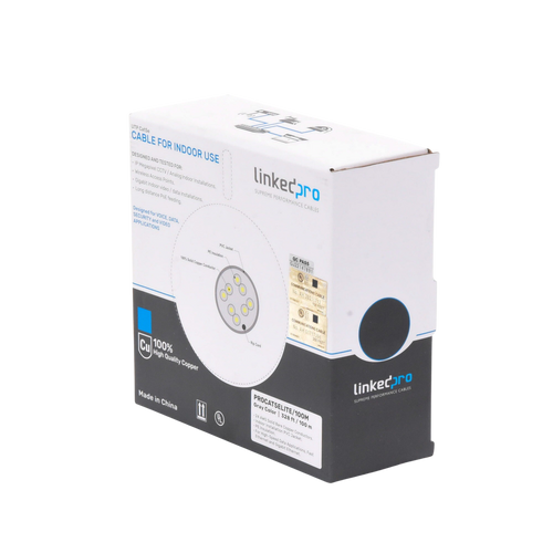 Bobina de Cable de 100 Metros (328.08 Pies), Cat5e, 24 AWG, Color Gris, UL, para Aplicaciones en Videovigilancia, Redes de Datos. Uso Interior
