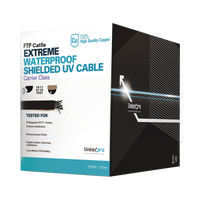 Bobina de cable de 305 m, Cat5e, color negro, sin blindar, para aplicaciones de video vigilancia, redes de datos. Uso en intemperie