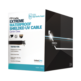 Bobina de cable de 305 m, Cat5e, color negro, sin blindar, para aplicaciones de video vigilancia, redes de datos. Uso en intemperie