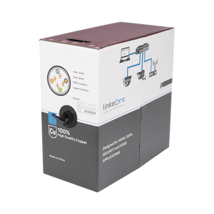 Bobina de Cable UTP 305 Metros (1000 Pies), Cat5e con Doble Forro, para Exterior, Climas Extremos, Color Negro