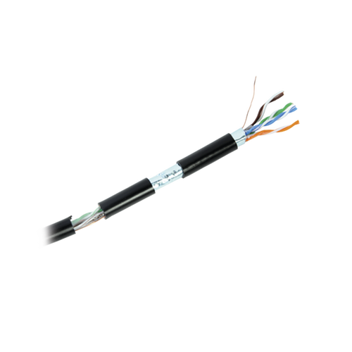 Bobina de cable de 305 m, Cat5e , FTP, blindado, para intemperie, color negro, UL, para aplicaciones en video vigilancia, redes de datos (Carrete Easy Pull)