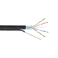 Bobina de Cable FTP con Mensajero de Acero de 305 Metros (1000 Pies) Cat6+ Calibre 23, Color Negro, para Aplicaciones en Video Vigilancia y Redes de Datos / Uso en Intemperie y Aplicaciones Aéreas