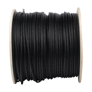 Bobina de Cable FTP con Mensajero de Acero de 305 Metros (1000 Pies) Cat6+ Calibre 23, Color Negro, para Aplicaciones en Video Vigilancia y Redes de Datos / Uso en Intemperie y Aplicaciones Aéreas